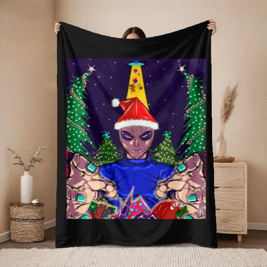 Alien Christmas Gifts Collection Time! Throw Blankets