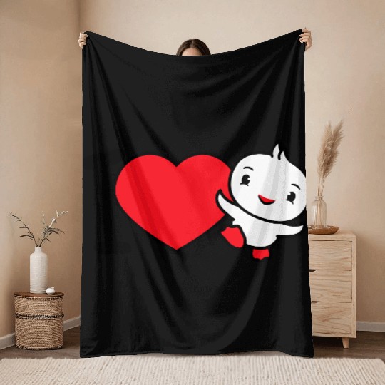 I Love Bird Duck Heart Symbol Happy Sweet Cute Fun Throw Blankets