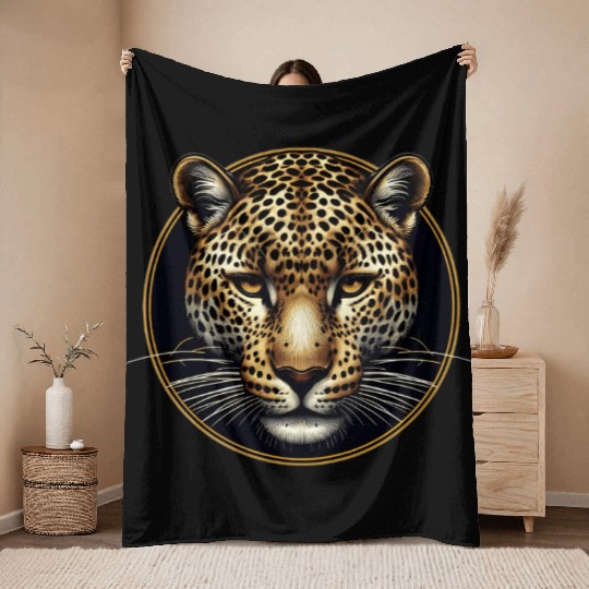 the face of a jaguar Throw Blankets