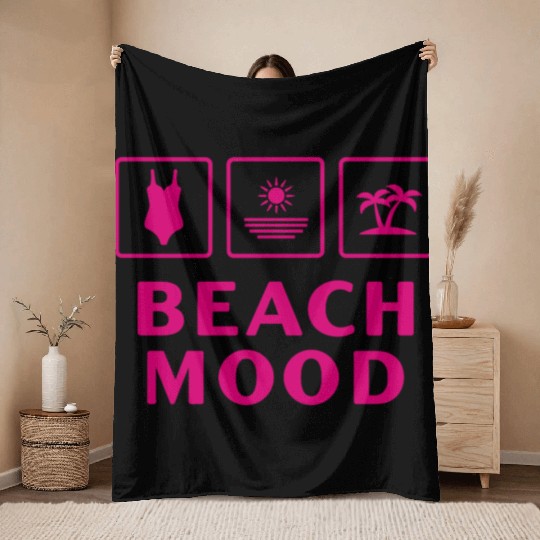 Beach Mood Summer Sun Sea Vacation Throw Blankets