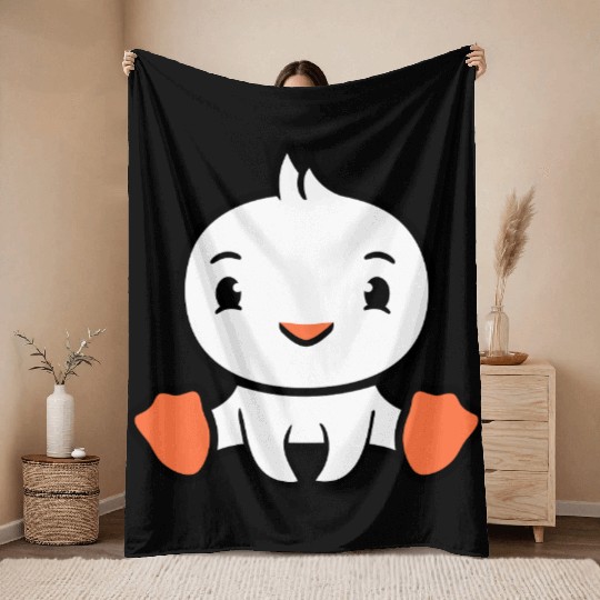 Bird Sitting Happy Duck Cute Cute Friendly Sweet Throw Blankets