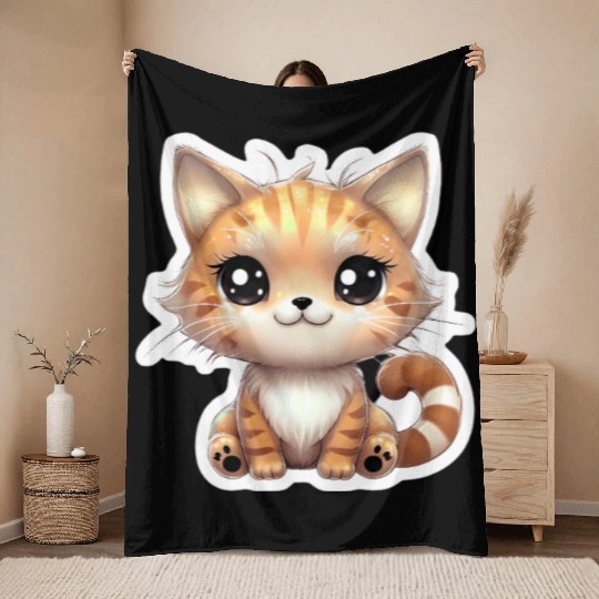 Kawaii Cat 2 Throw Blankets
