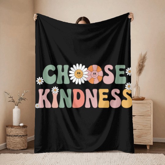 Choose Kindness Kind Teacher Back To School Throw Blankets