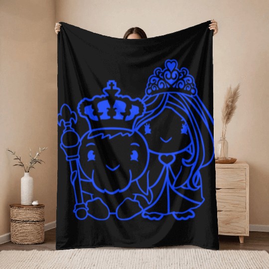 2 Ducks King Queen Prince Princess Couple Crown Throw Blankets