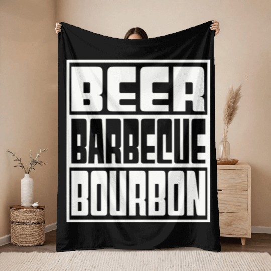 Beer Barbeque Bourbon Throw Blankets