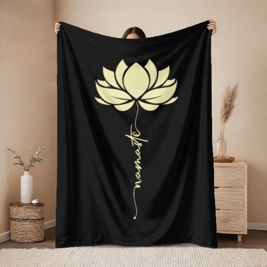 Namaste, Flower Yoga Throw Blankets, Meditation