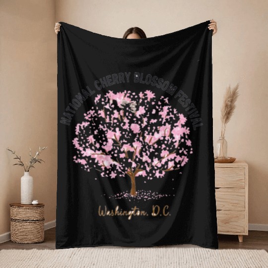 , National Cherry Blossom Festival Throw Blankets