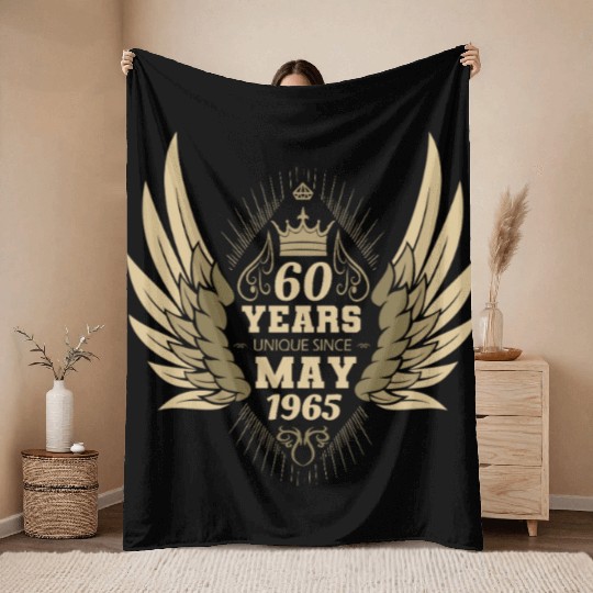 60th birthday angel wings unique since May 1965 Throw Blankets