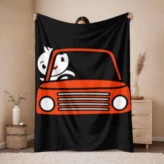 Duck Car Driver Fast Vehicle Greeting Waving Cute Throw Blankets