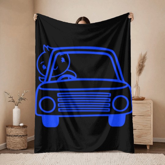 Duck Car Driver Fast Vehicle Greeting Waving Cute Throw Blankets