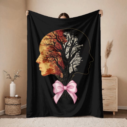 Coquette Bow Genealogy DNA Tree Family History Throw Blankets