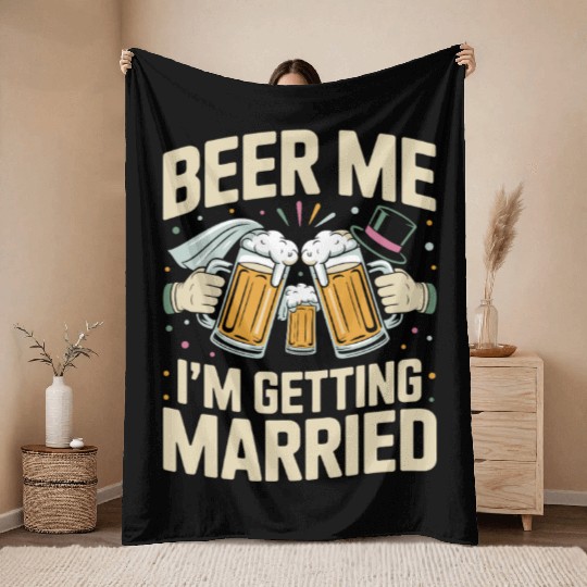Beer Bachelorette party Funny Bride and Groom Throw Blankets