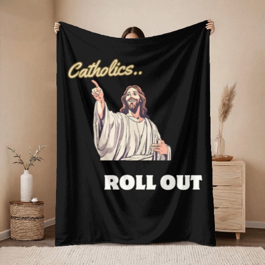 Catholics Roll Out- Jesus Transformer Throw Blankets