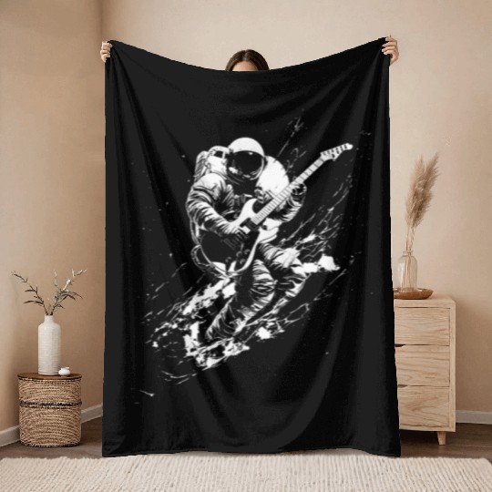 Deep Space Astro Rocker - Astronaut playing Throw Blankets