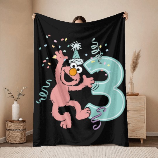 Sesame Street Birthday Design With Elmo 3 Years Throw Blankets
