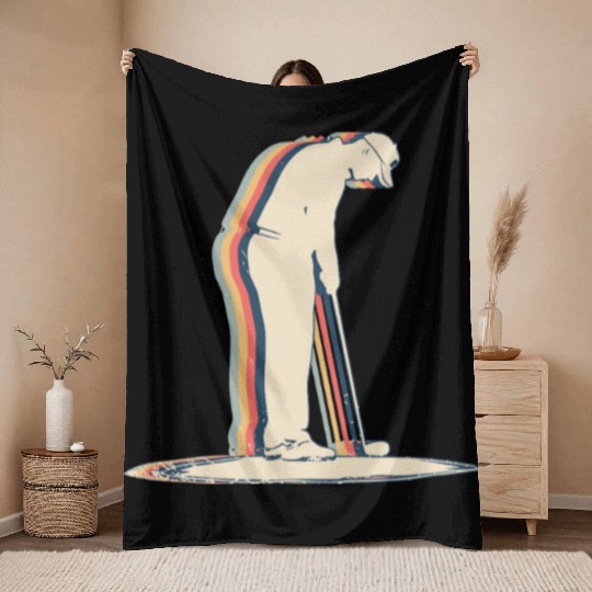Mini Golf Golfer Golfing Miniature Golf Retro Throw Blankets