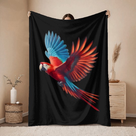 macaw parrot Throw Blankets
