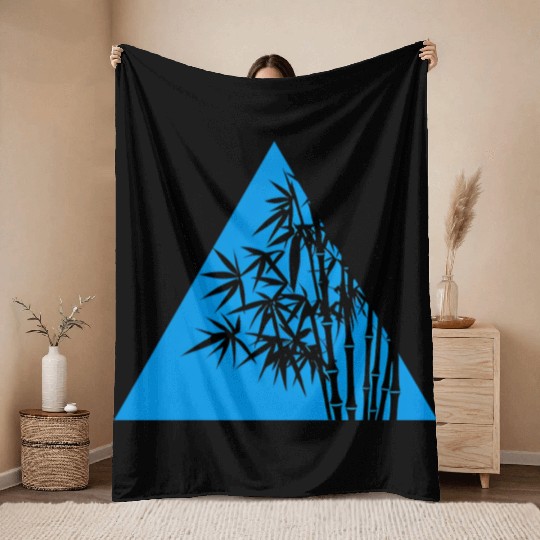 A Blue Triangle and Bamboo Throw Blankets