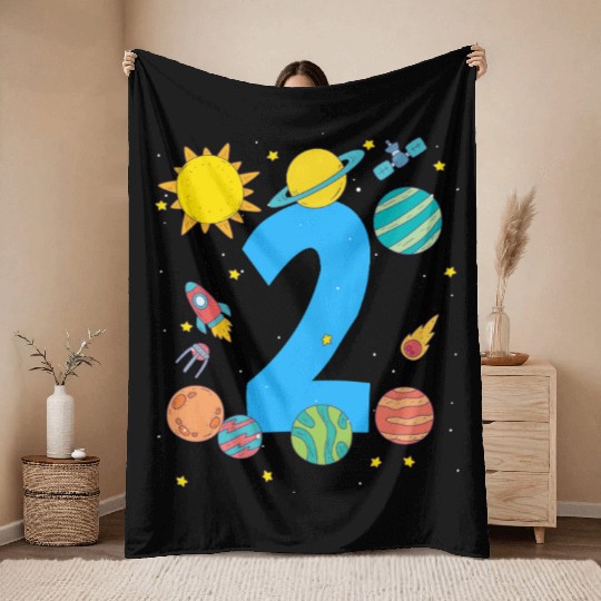 Space Number Two Adventure Fun Birthday Throw Blankets
