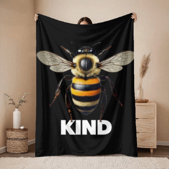 Bumble bee kind cute birthday present Throw Blankets