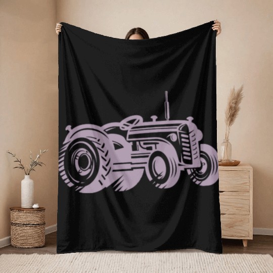Tractor Silhouette Farmer Agriculture Throw Blankets
