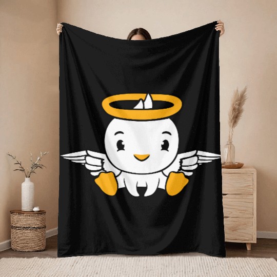 Flying bird duck angel heaven halo holy sweet cute Throw Blankets