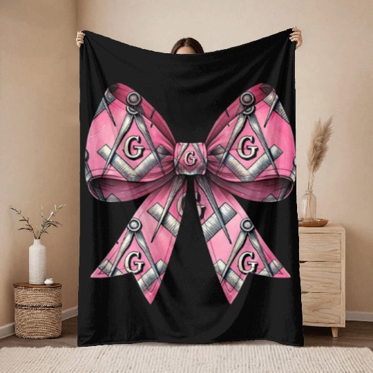 Coquette Bow Freemason Symbols Freemasonry Mom Throw Blankets