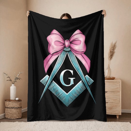 Coquette Bow Square Compass Freemasonry Mom Throw Blankets