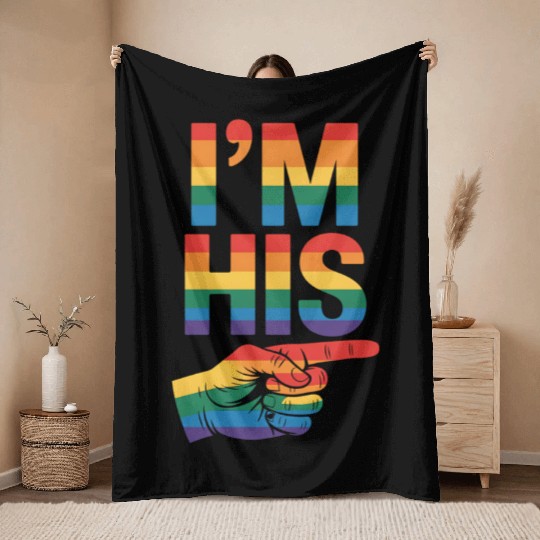 I'm His Gay Couple Matching LGBTQ Pride Throw Blankets