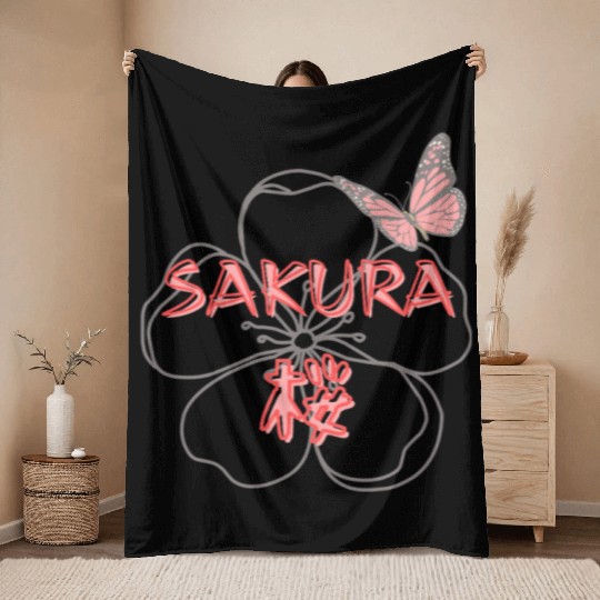 SAKURA - Cherry Blossom Throw Blankets