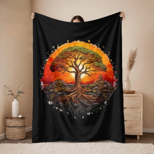 Tree of Life Long Throw Blankets