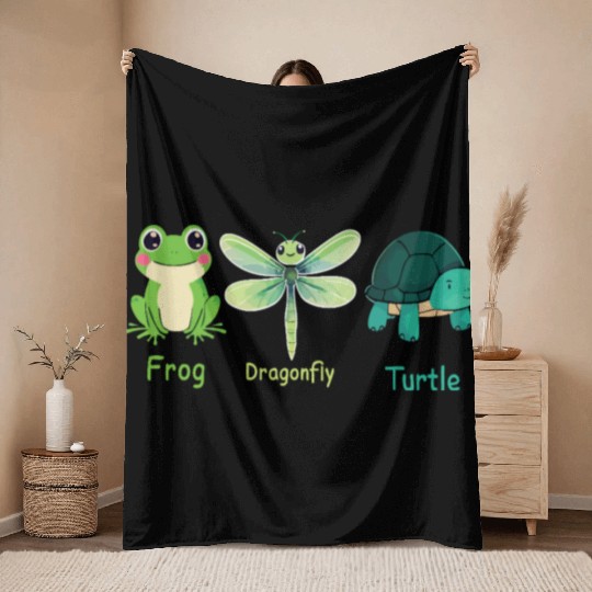 Subtle Political Frog Dragonfly Turtle Women Men Throw Blankets