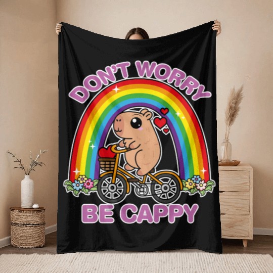 Don't worry be cappy Throw Blankets