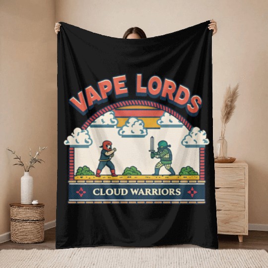 Vape Lords: Cloud Warriors Retro Game Throw Blankets