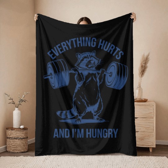 Everything Hurts Fitness Gym Sport Weightlifting Throw Blankets
