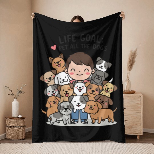 dog lovers life goal Throw Blankets
