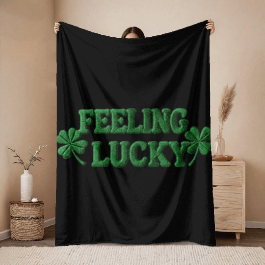 Feeling Lucky Shamrocks Clover Throw Blankets