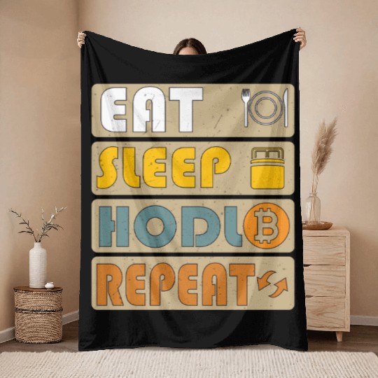 Eat Sleep HODL Repeat – Crypto Life Design Throw Blankets