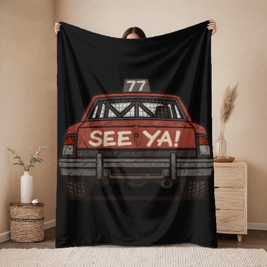 See-Ya! Demolition Derby Driver Racing Wreckfest Throw Blankets