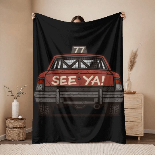 See-Ya! Demolition Derby Driver Racing Wreckfest Throw Blankets