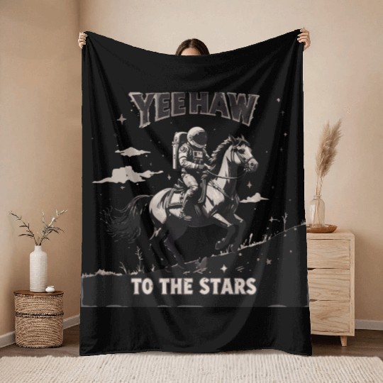 Space Cowboy Yeehaw Throw Blankets