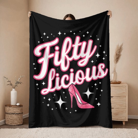 Fifty-licious Squad Matching 50th Birthday Throw Blankets