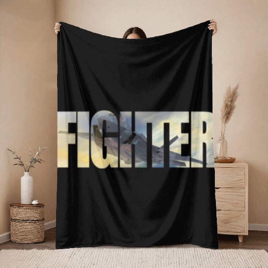 Fighter F-35 Lightning II Throw Blankets