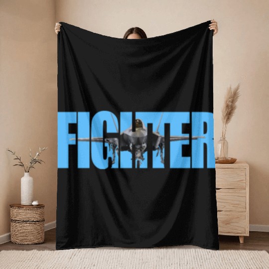 Fighter F-35 Lightning II Throw Blankets
