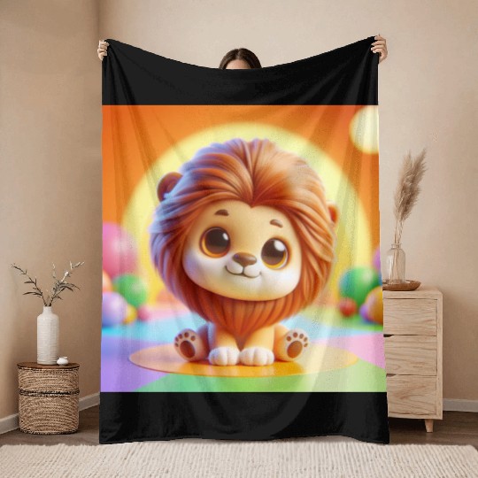 Cute Lion Throw Blankets