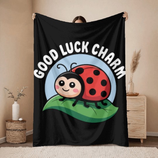 Lucky Ladybug Throw Blankets