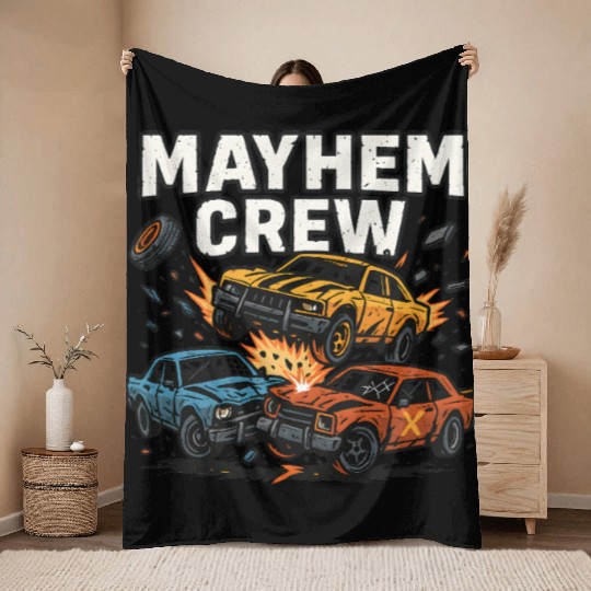 Mayhem crew derby Throw Blankets crash race design wreckfest