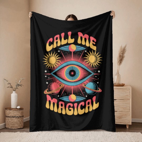 Esoteric Psychedelic. Call Me Magical Third Eye Throw Blankets