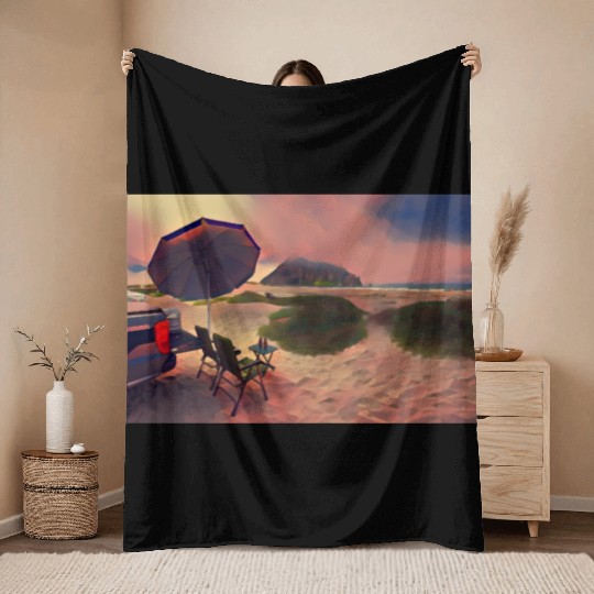 Morro Beach Picnic Throw Blankets