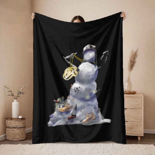 Bronx Snowman NYC Uptown Throw Blankets